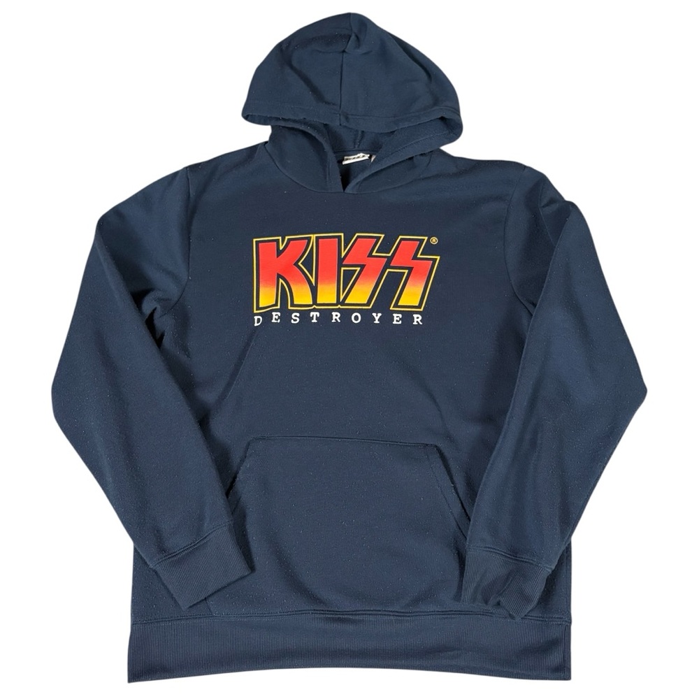 KISS Destroyer Double-Sided Hoodie Sweatshirt Navy Blue Medium 2024
